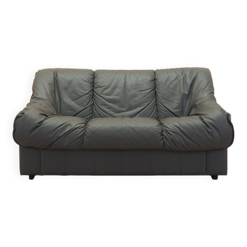 Italian leather sofa, two-seater, 1970s design