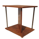 Modernist side table Art Deco Walnut and chromed steel