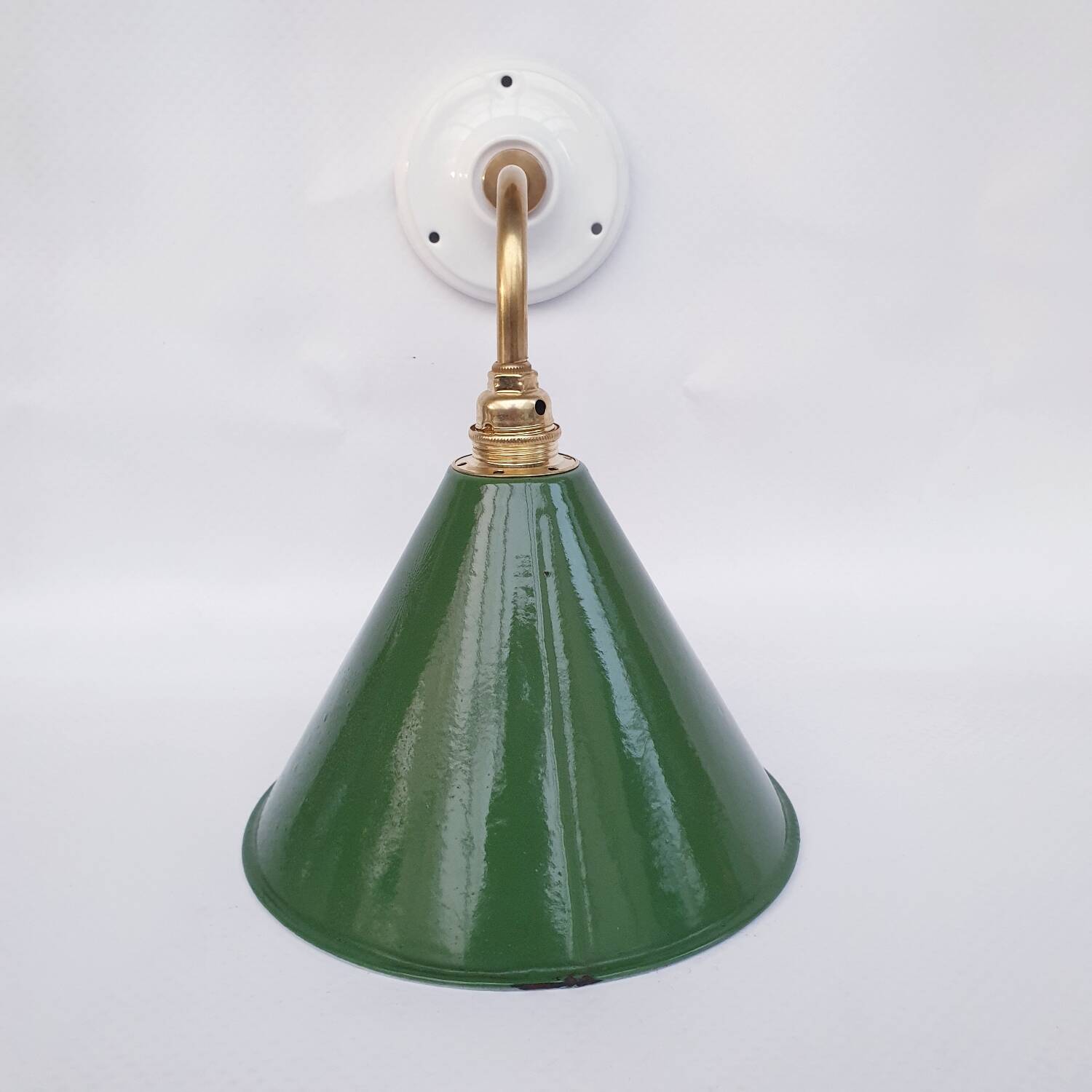 Swan neck and enamelled sheet metal wall light