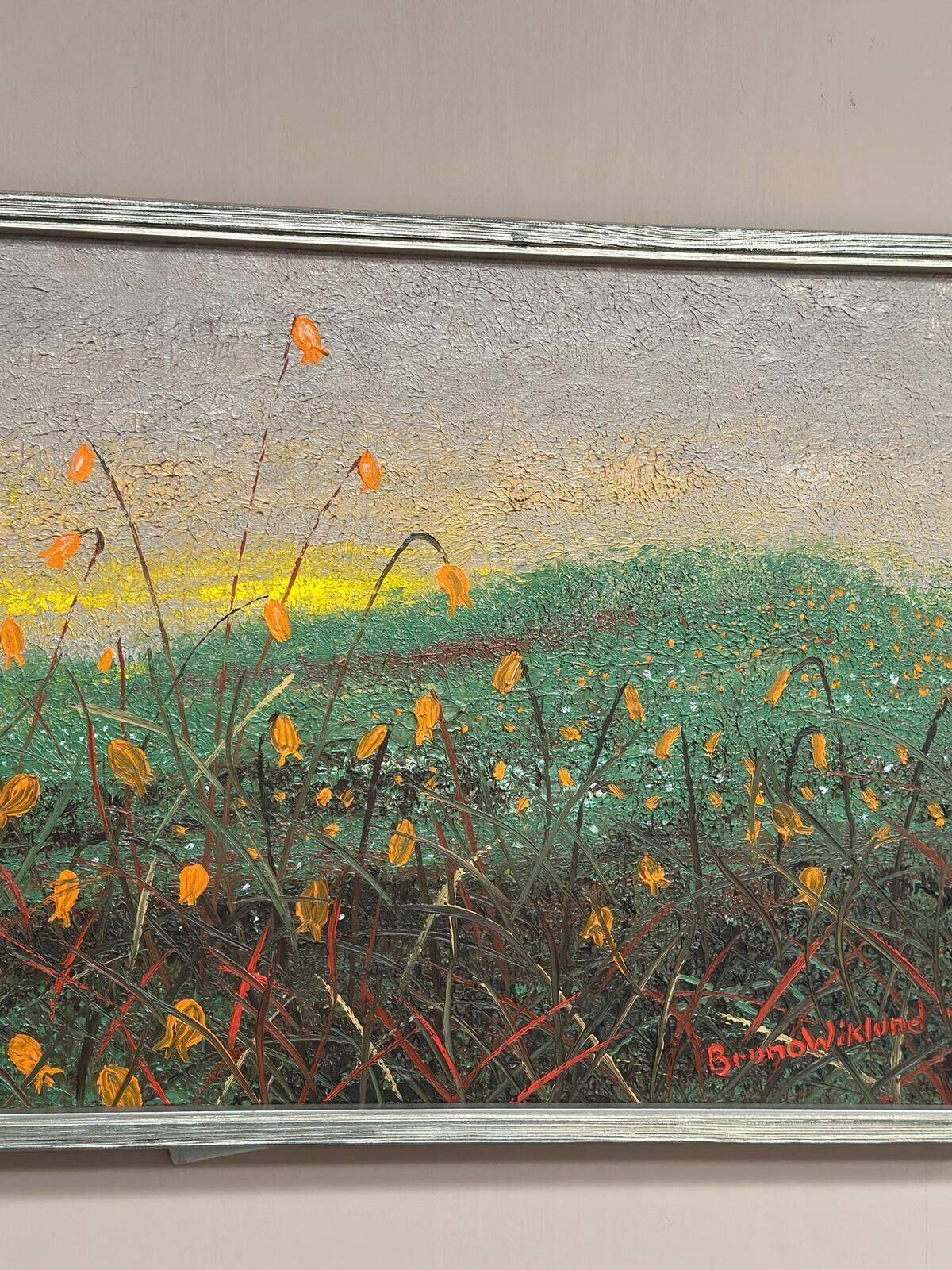 Original Swedish Oil On Canvas – “Bryum Argenteum” By Bruno Wiklund – Dated 1985 – Vintage & Framed – 45 × 37 Cm (17.7" × 14.6")