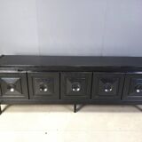 Ebonized wooden brutalist credenza, 1970s