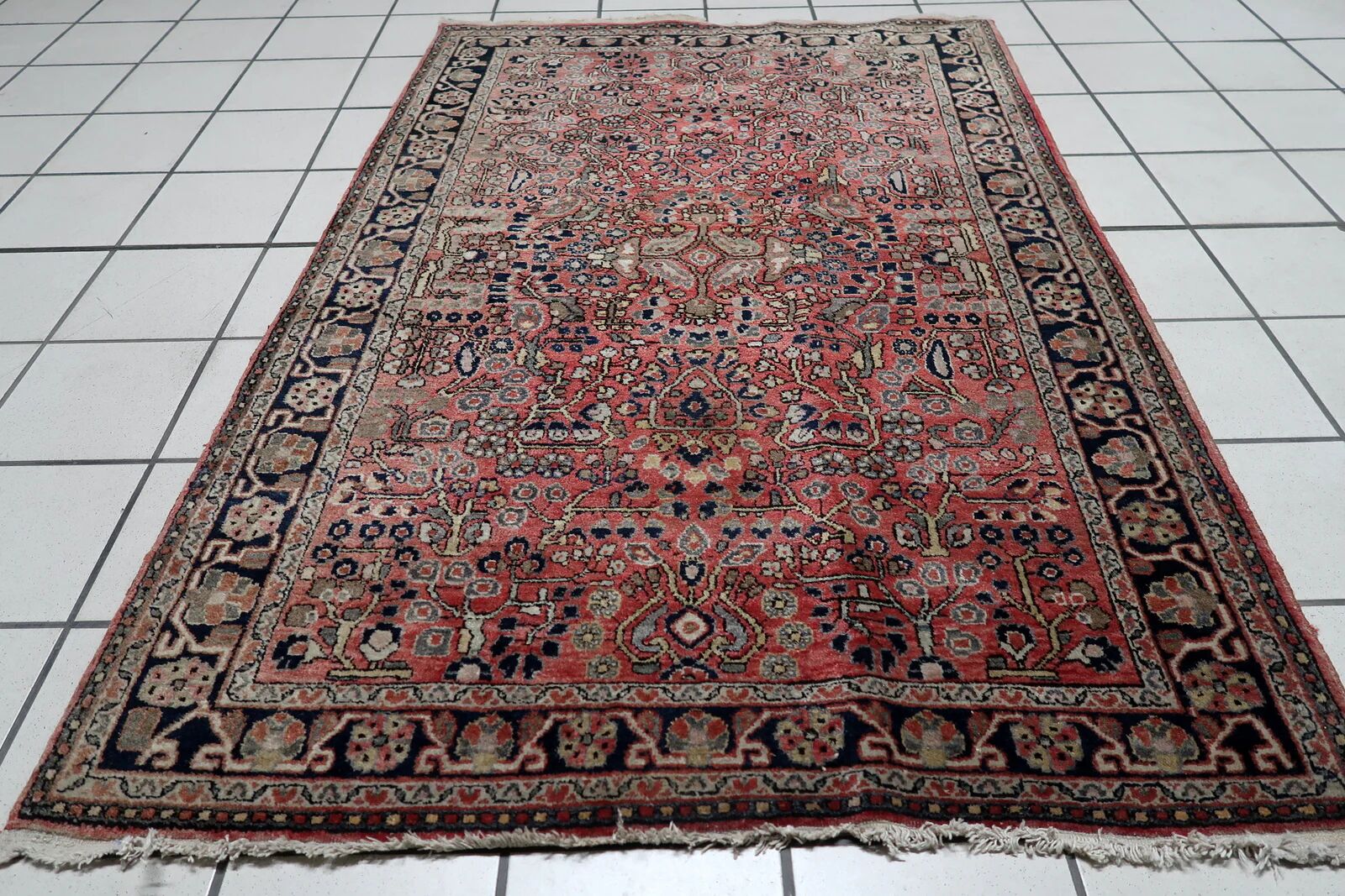 Vintage Persian Hamadan handmade rug 3.3' x 4.11' 1950s - 1C1213