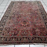 Vintage Persian Hamadan handmade rug 3.3' x 4.11' 1950s - 1C1213