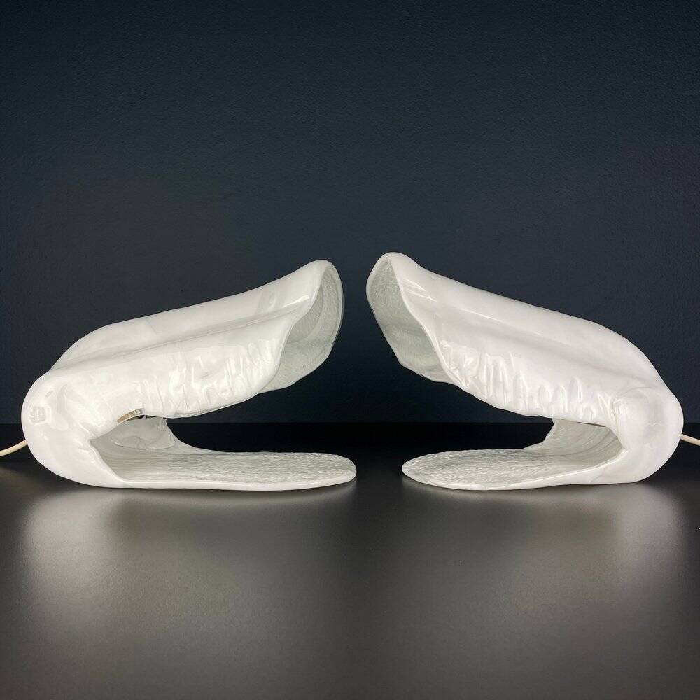 Oyster Murano table lamps by La Murrina, Italy, 1970s, set of 2