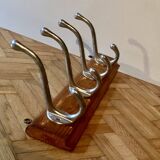 Vintage wooden wall coat rack - 4 hooks.