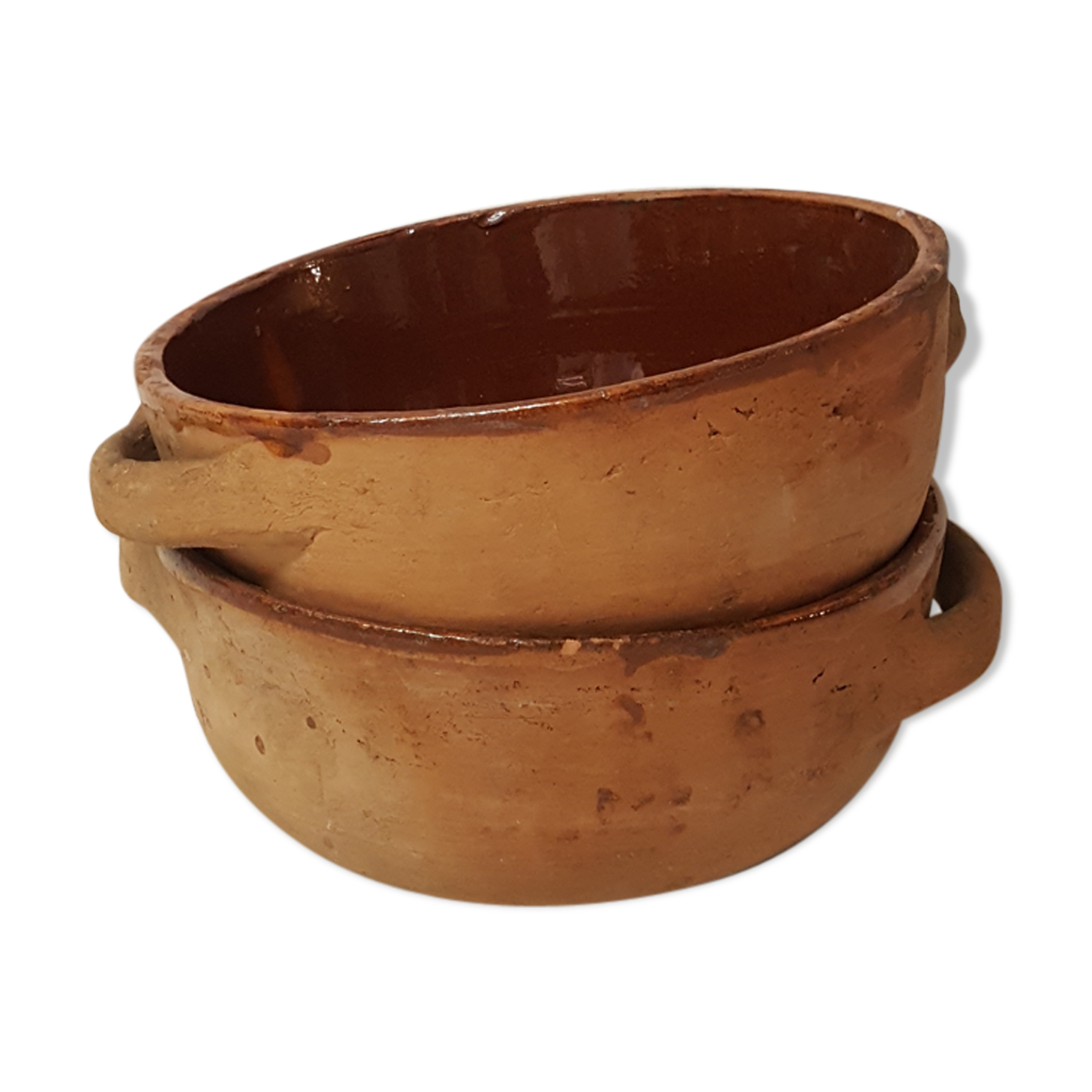 Glazed terracotta bowl duo