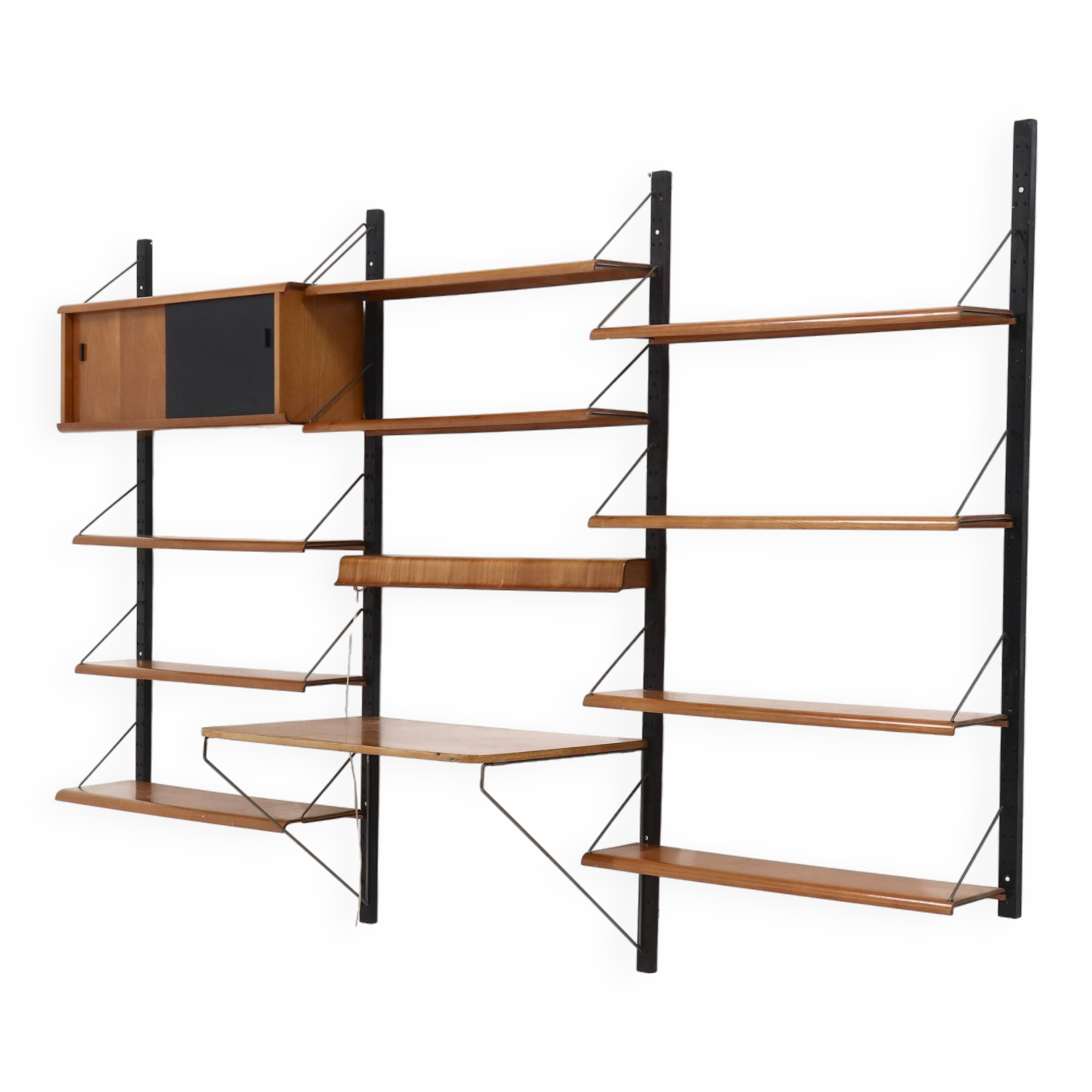 Rare Scandinavian Wall Mounted Plywood Shelving Unit 1950s