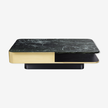 Coffee table lounge green marble brass red edition