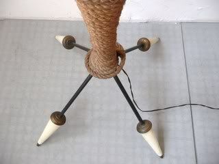 Floor lamp quafripode rope and plastic 50s vintage rockabilly floor lamp