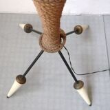 Lampadaire quafripode en corde et plastique années 50 vintage rockabilly floor lamp