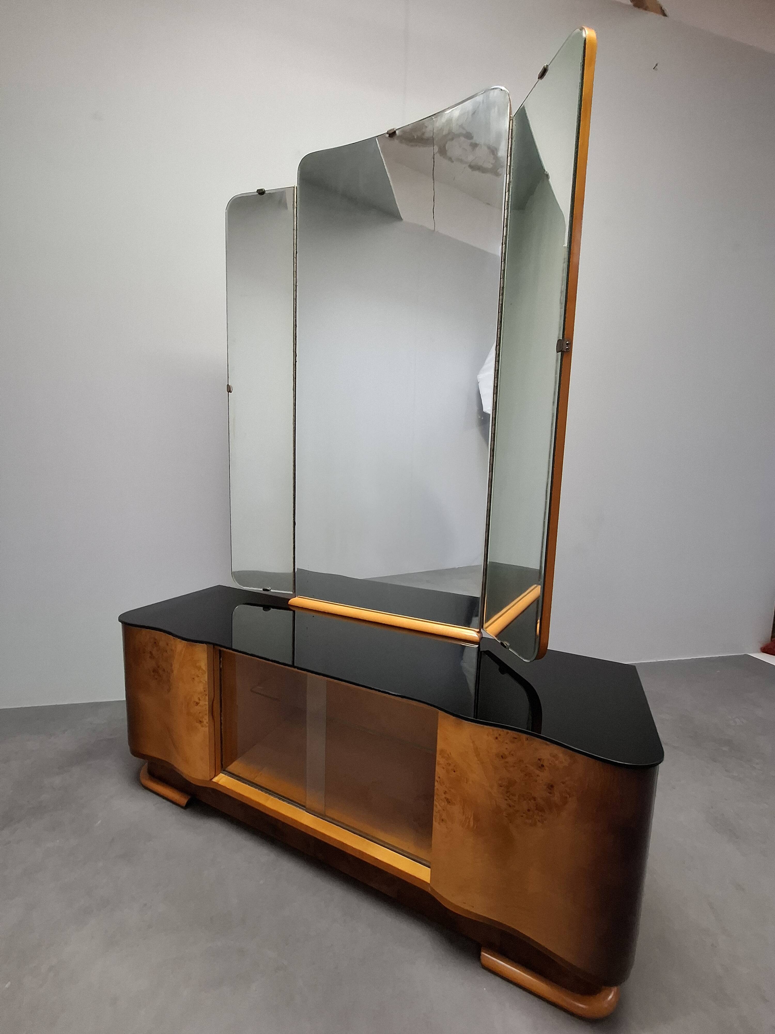 Art Deco Vanity Cabinet Attributed to Jindřich Halabala, Czechoslovakia, 19
