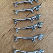 Portes couteaux chien basset / teckel en métal argenté