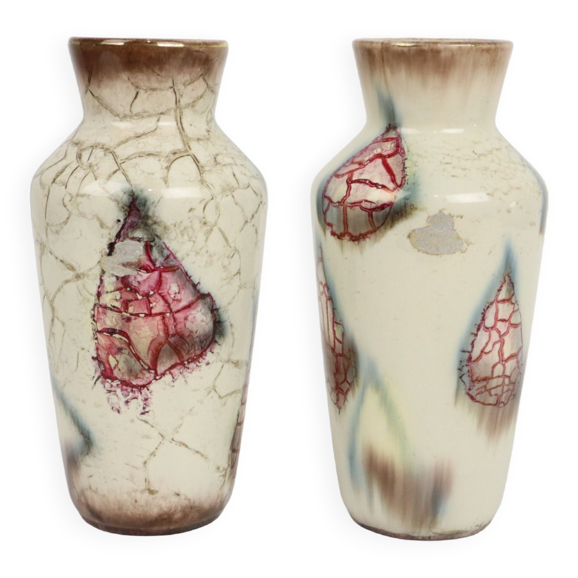 Couple West Germany Vases Bay Keramik Abstract Marble Pattern 606-20