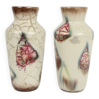 Couple Vases Allemagne de l’Ouest Bay Keramik Modèle de marbre abstrait 606-20
