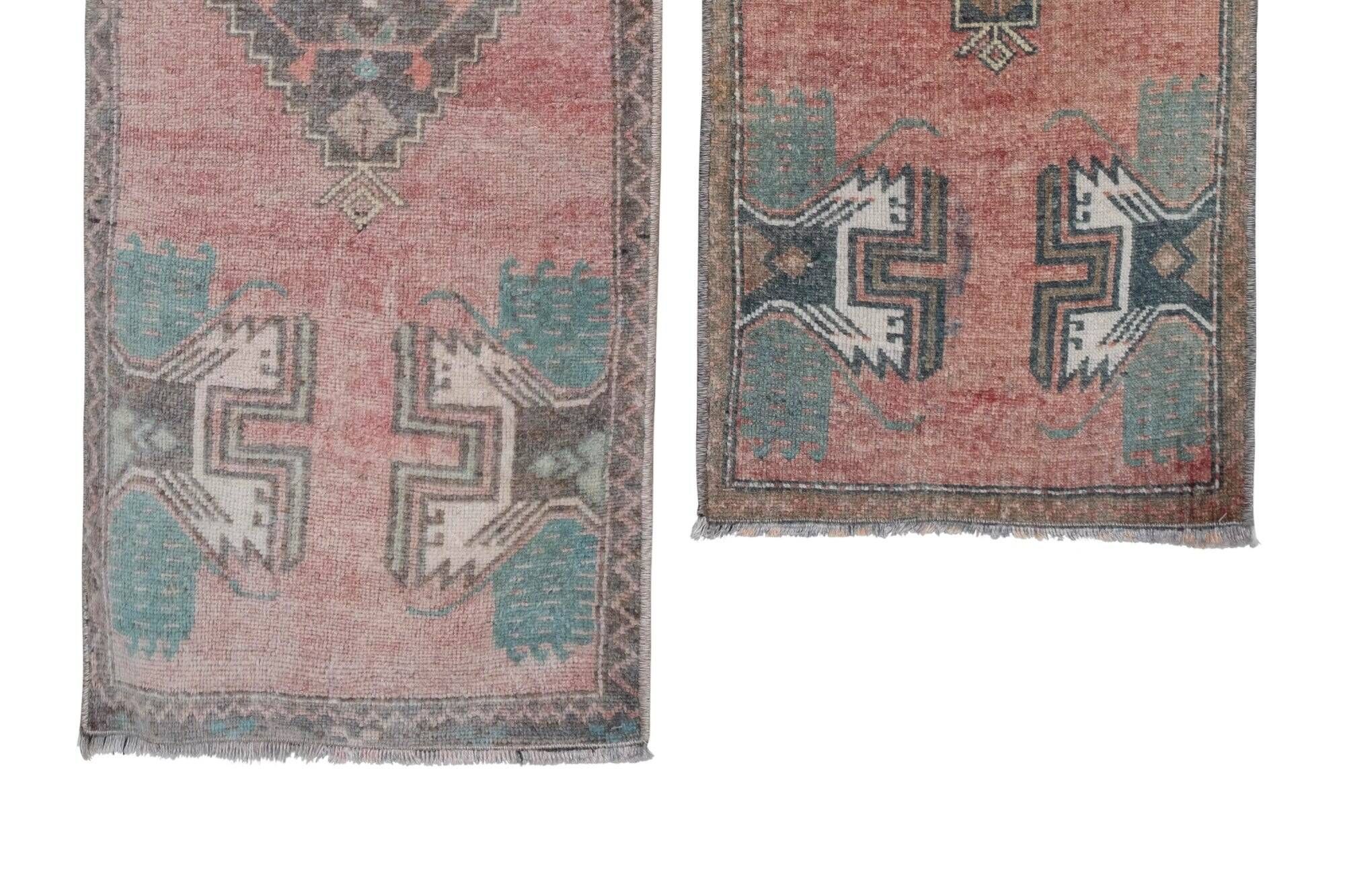 Set of 2 vintage handmade Turkish rugs 46x120 cm