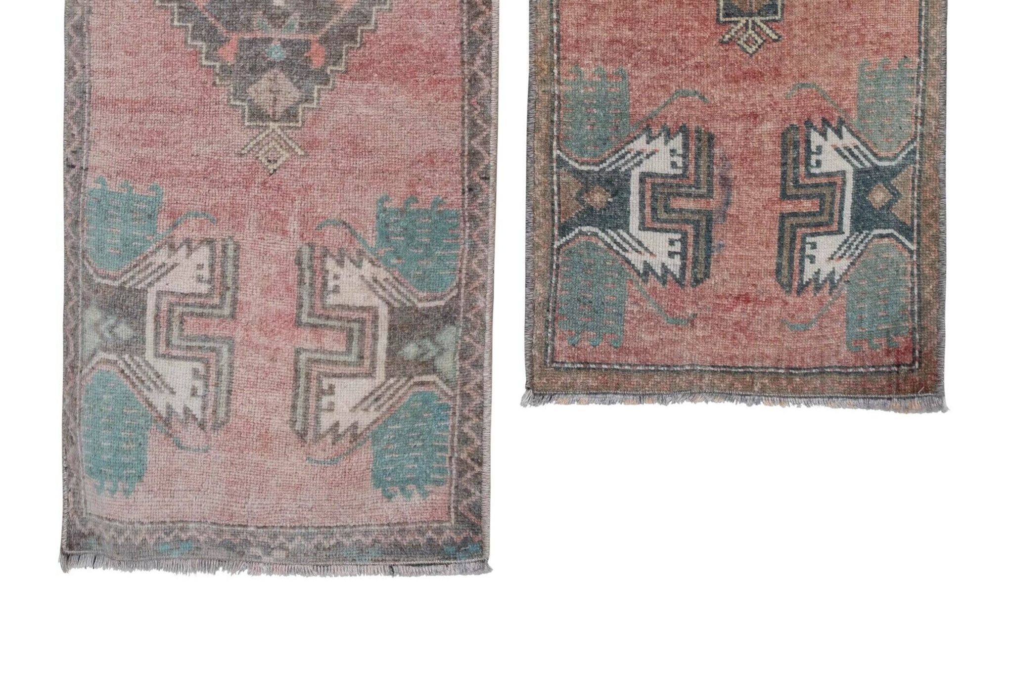 Set of 2 vintage handmade Turkish rugs 46x120 cm