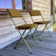 Vintage lafuma folding chair with striped gold fabric