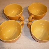 4 tasses céramique jaune et orangé