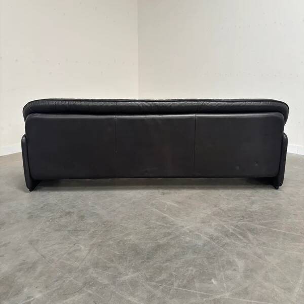 Black leather De Sede DS16 sofa, 1970s