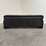 Black leather De Sede DS16 sofa, 1970s