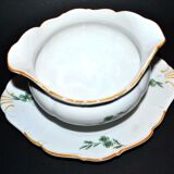 Saucière verseuse vintage en porcelaine ornée de trèfles vert