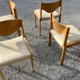 Suite de 4 chaises en pin et skaï beige / Horgen - Glarus