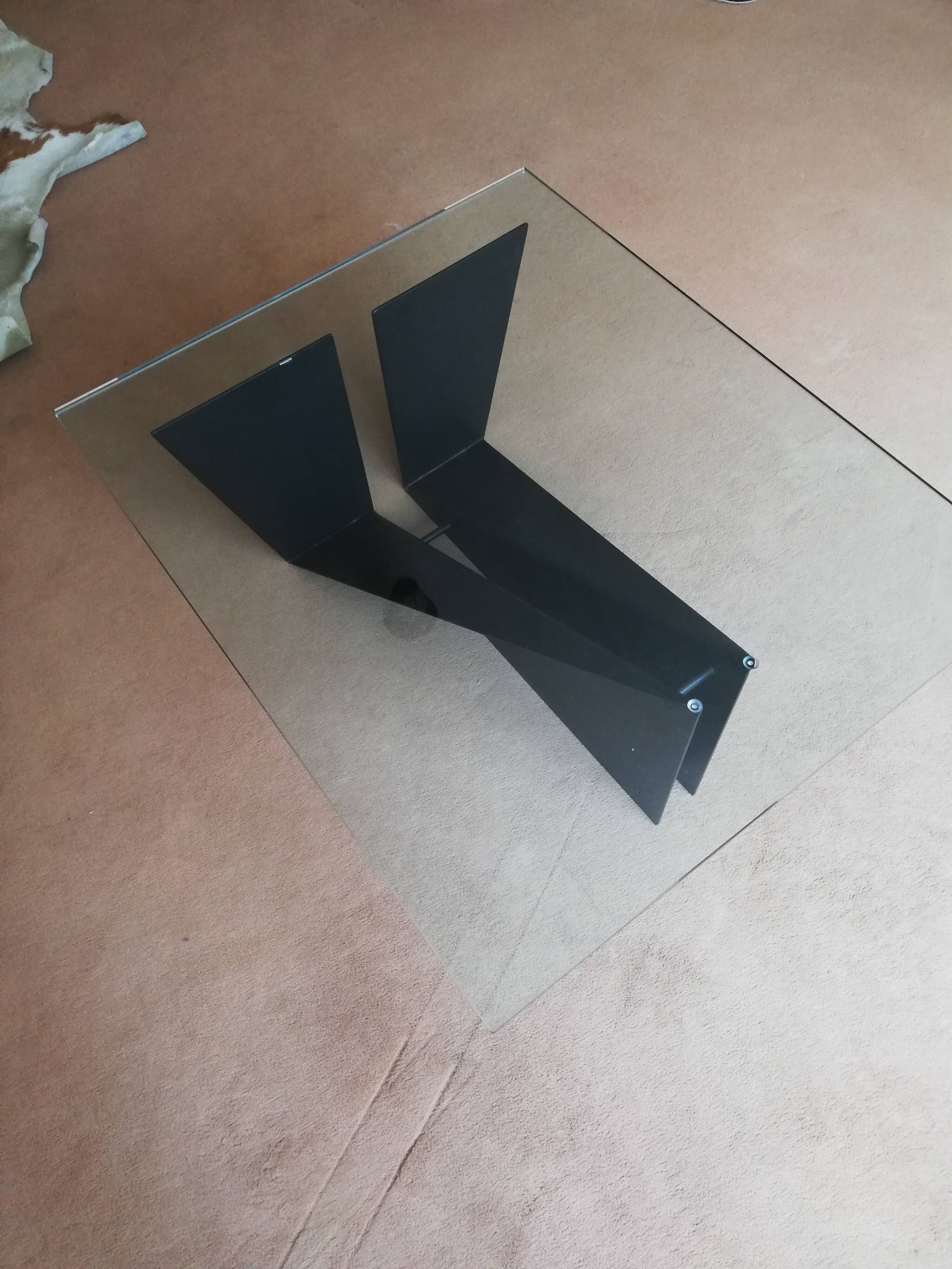 Black metal and glass coffee table