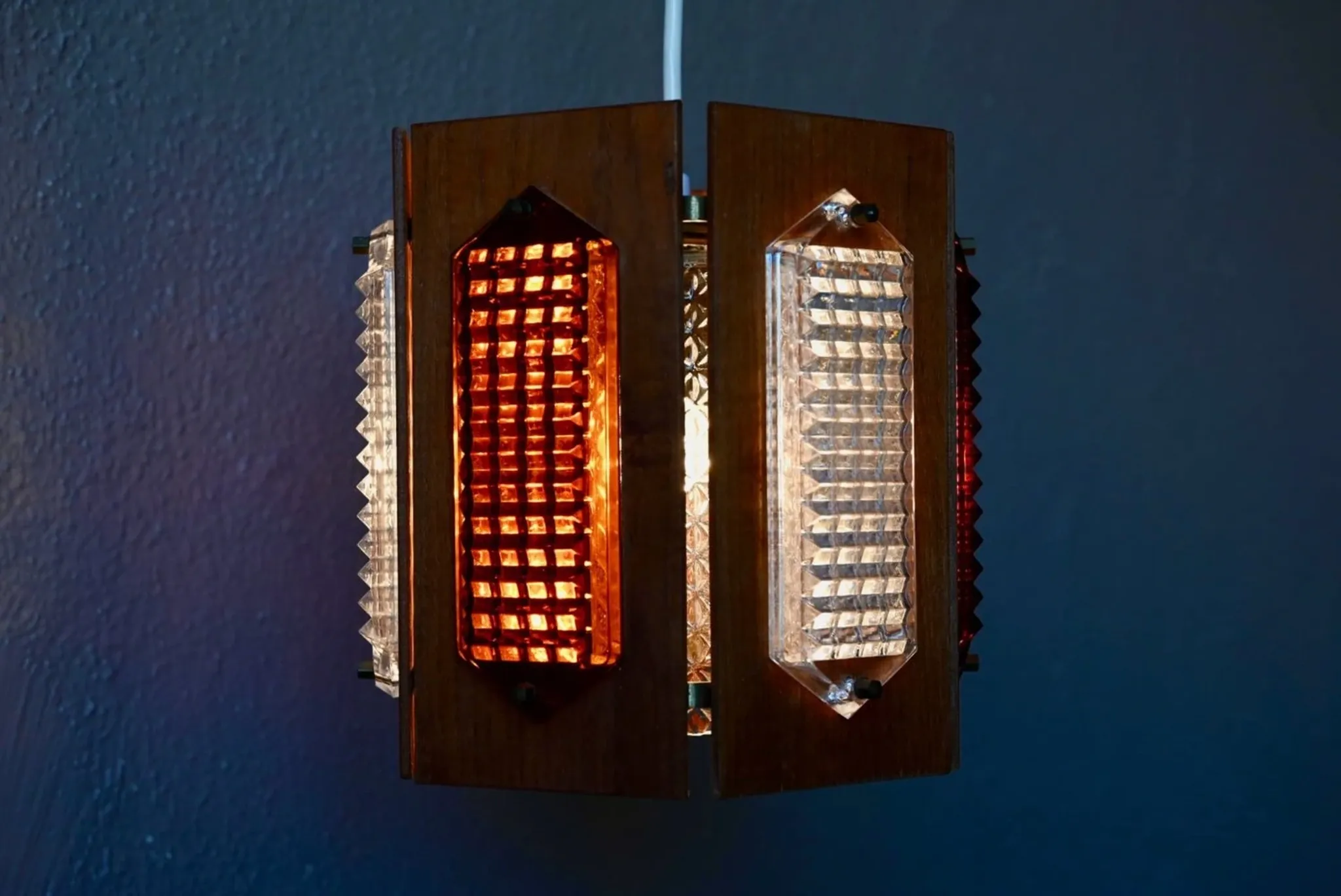 Scandinavian suspension teak pressed glass Wiktor Berndt A-lighting 1960s