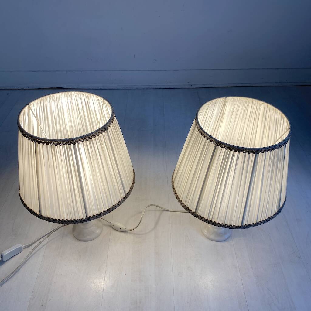 Pair of vintage 1970s alabaster table lamps