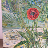 The foot of white poppies, signed Maurice Bouillot 1972