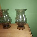 Two blown glass tealight vases