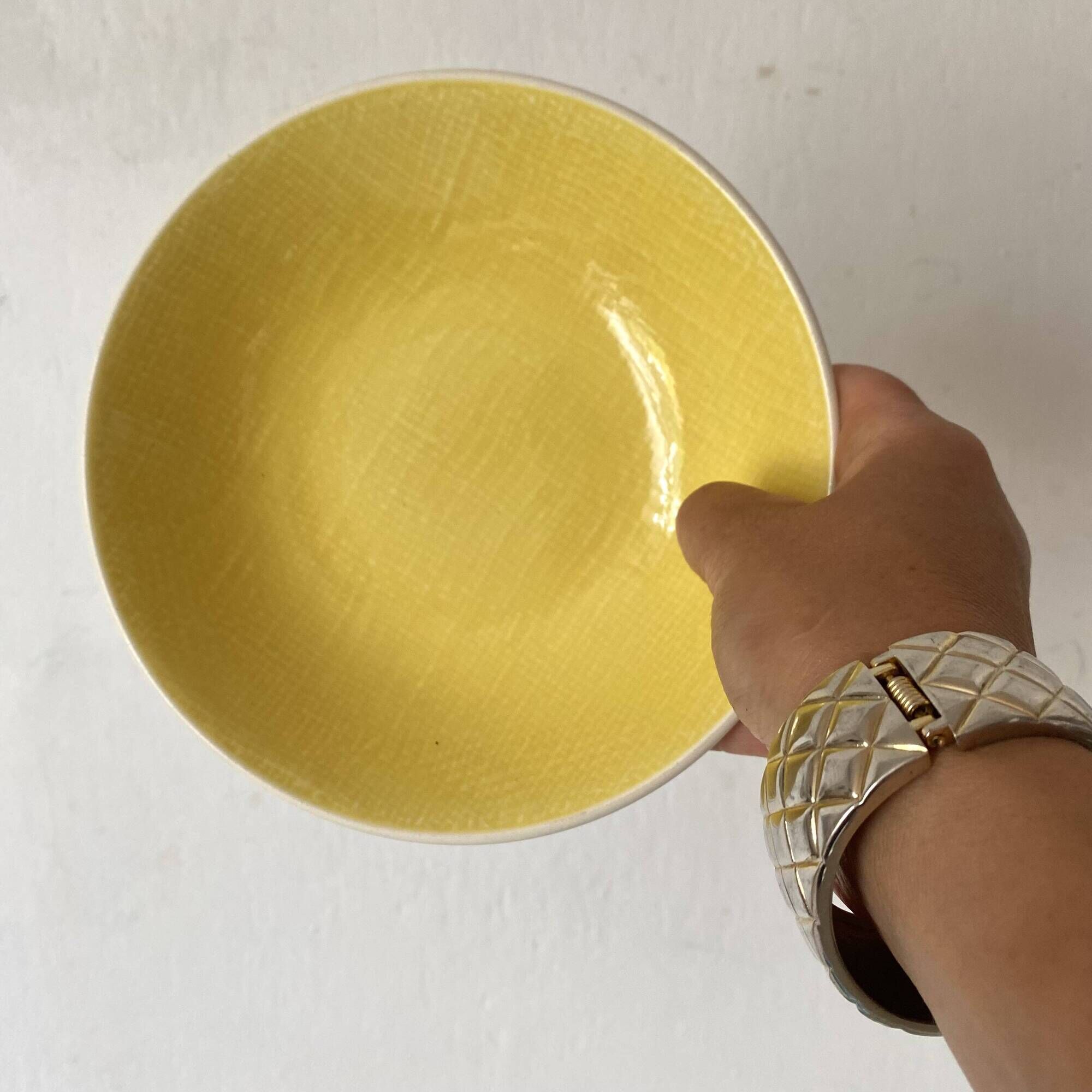 Salins France colored soup plates, Deauville model, 50s-60s