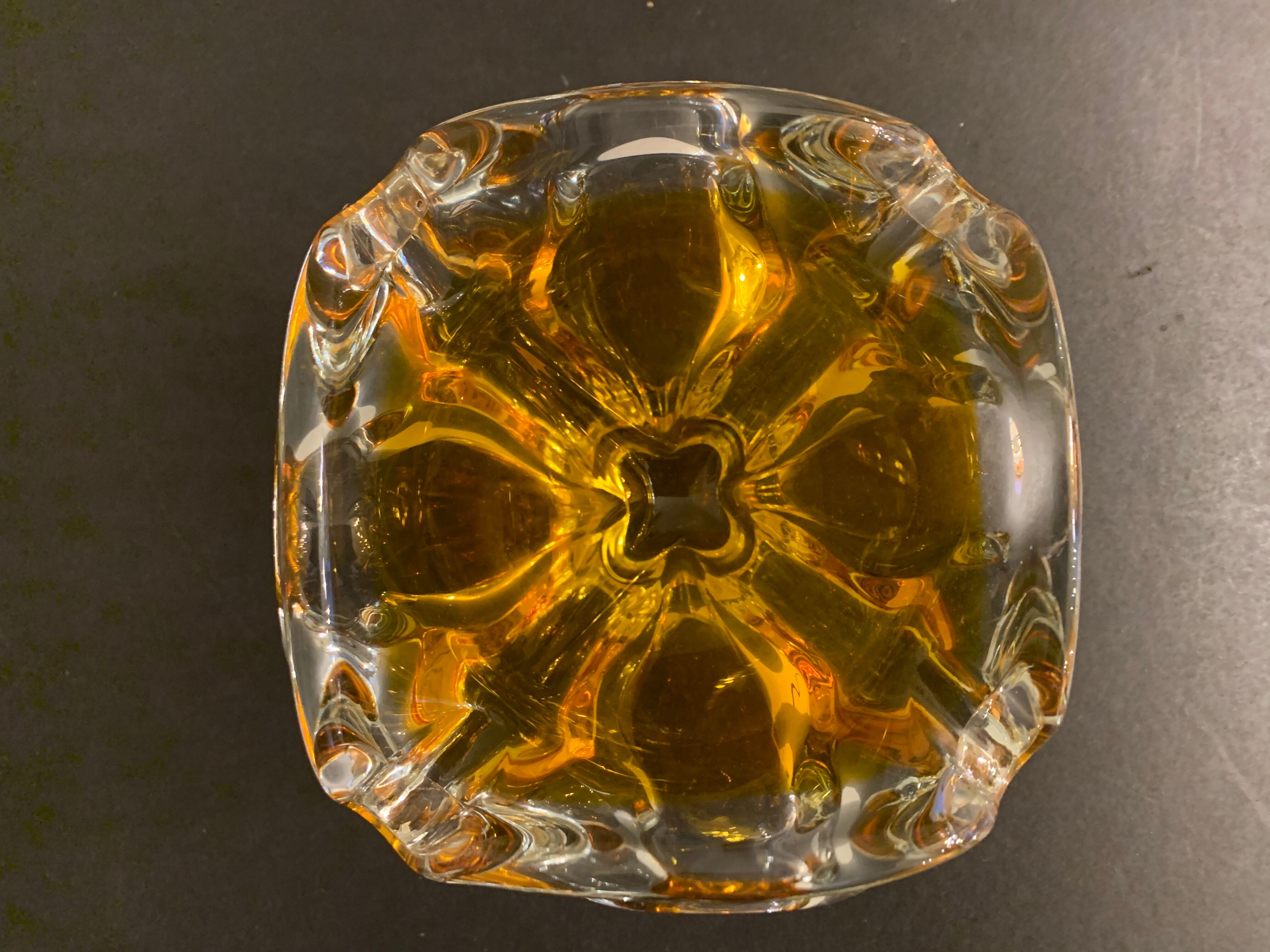Murano orange-yellow glass ashtray 1960