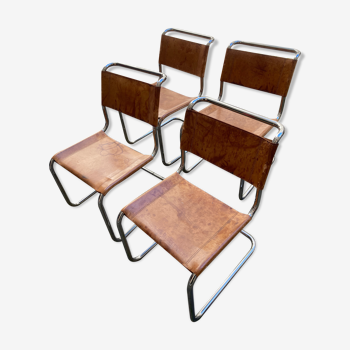 Leather chairs model B33 by Marcel Breuer, Thonet edition
