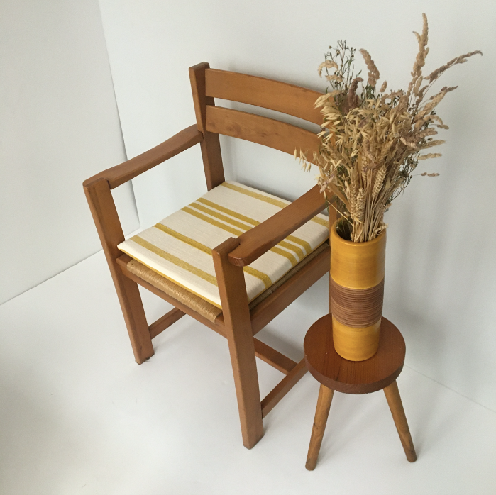 Elm and straw armchair Roland Haeusler for Maison Regain