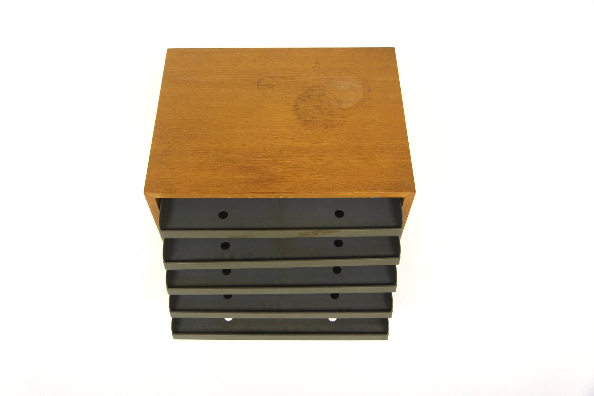 Scandinavian "tambour" chest of drawers in oak, Sweden, 1960