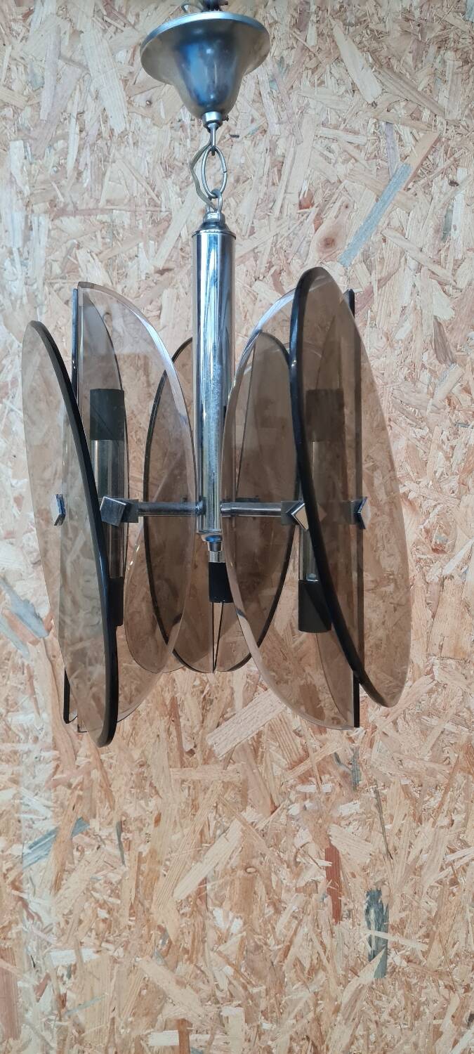 De Veca Chandelier in Smoked Murano Glass