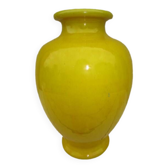 Yellow varnished ceramic vase japan 1960