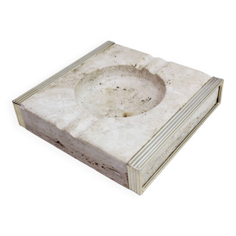 Travertine and brass ashtray Italy 1970