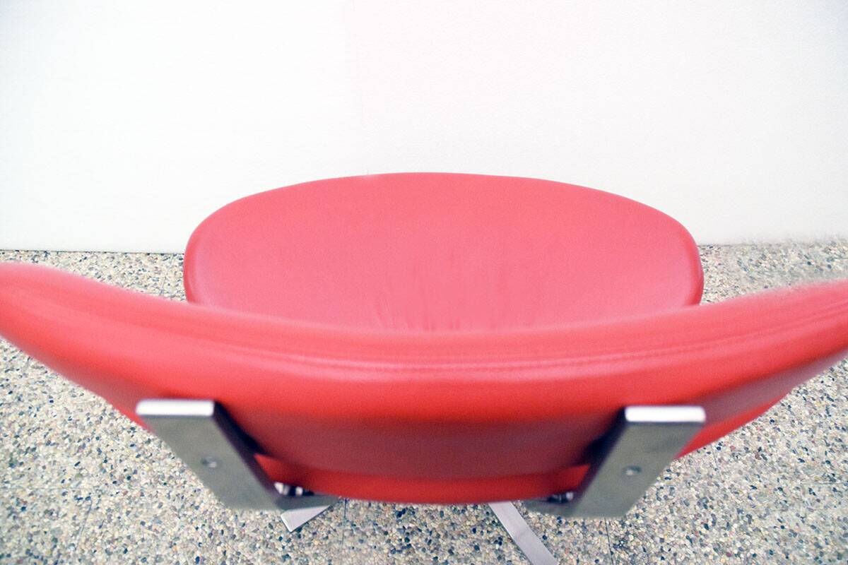 Paul Volther 'Corona Chair' with Ottoman, 1990s Replica in Leather