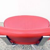 Paul Volther 'Corona Chair' with Ottoman, 1990s Replica in Leather