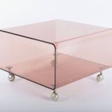 Small coffee table or end table in smoked plexiglass, 1970s