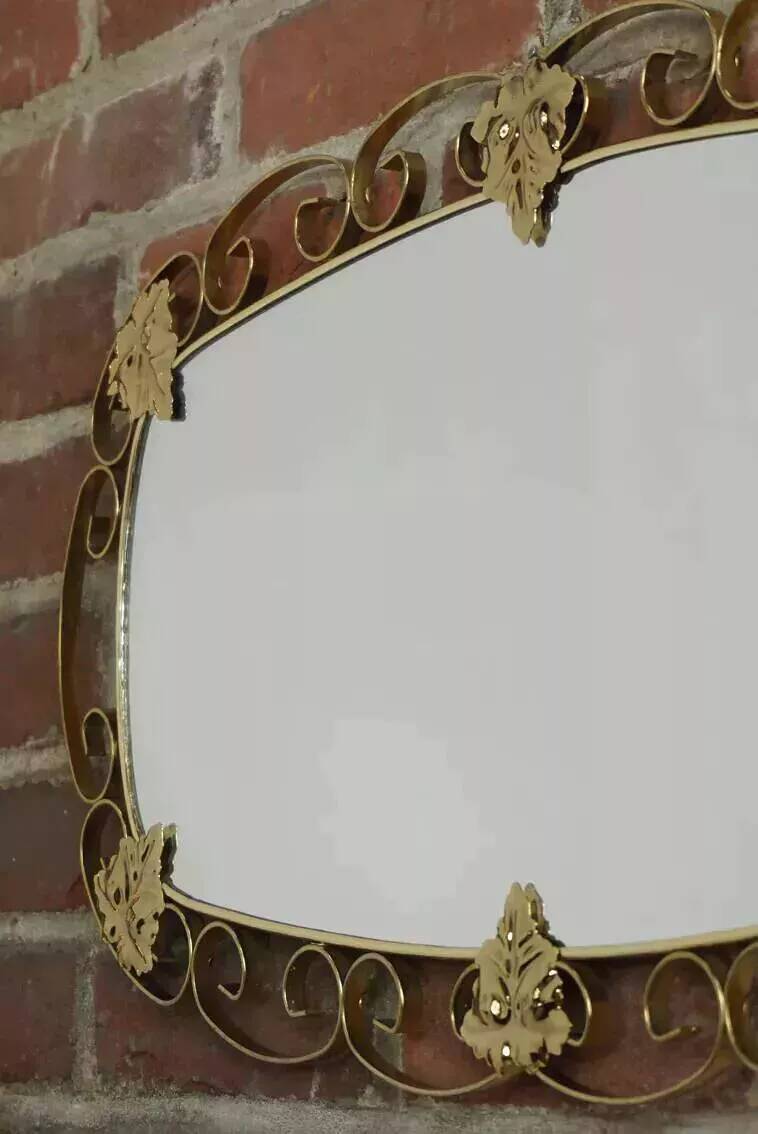 50s oval brass mirror - 38x69cm