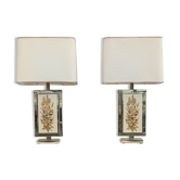 Pair of Philippe Cheverny lamps on bases, vintage 1970s.