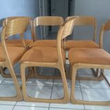 Suite of 6 Baumann Chairs model 1970 Sleigh