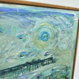 Abstract impressionism painting - Turquois Town with Animals