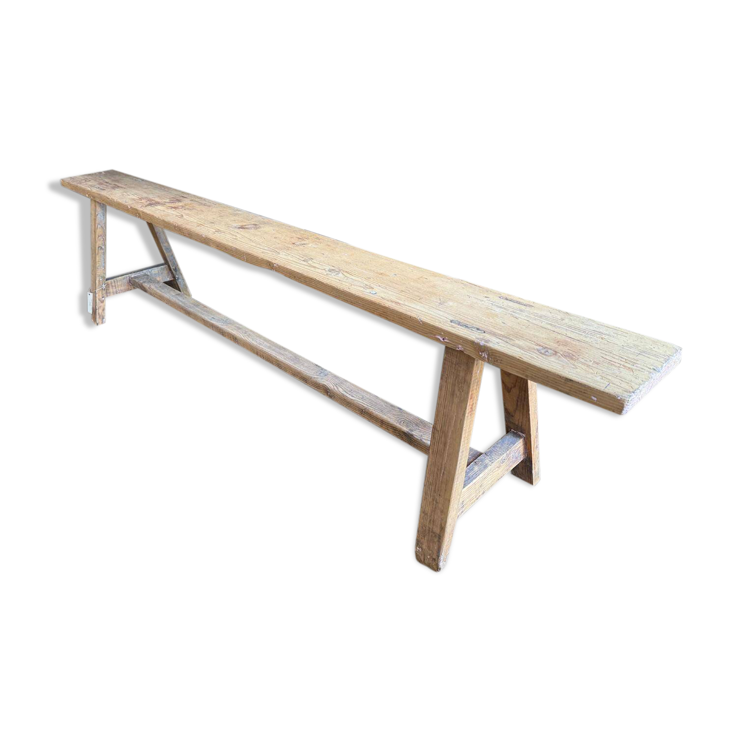 Large raw wood bench