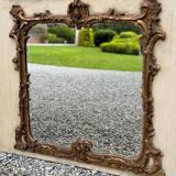 Fireplace Mirror Or Trumeau, Oil On Canvas And Gilded Wood, 18th Century