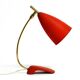 Rare Cosack Mid Century table lamp with red fine wrinkle finish and brass n