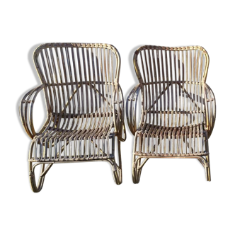 2 rattan armchairs